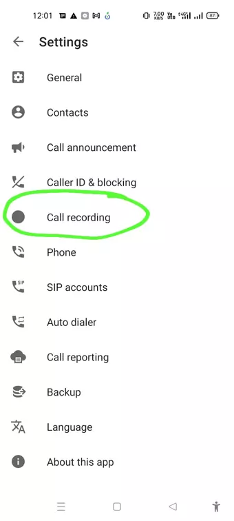 call recording option