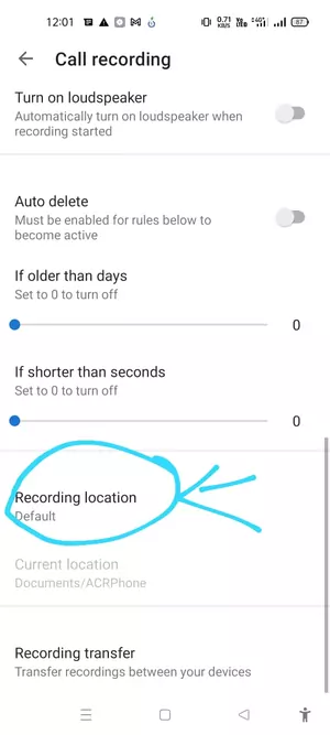 recording location option