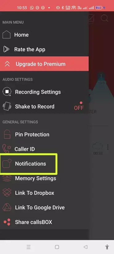 notification option