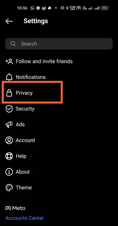 privacy option