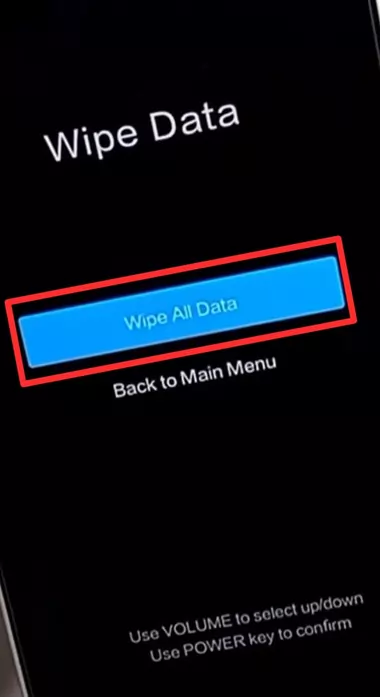 Wipe All Data option