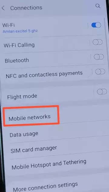 mobile network option