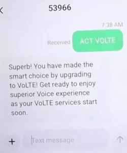 vi volte activation sms code