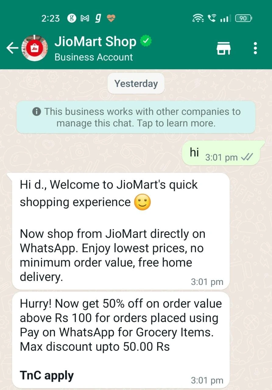 whatsapp payment cashback offer