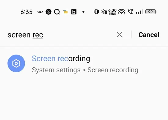 screen recording option