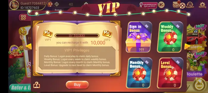 vip bonuses screenshot of rummy nabob app