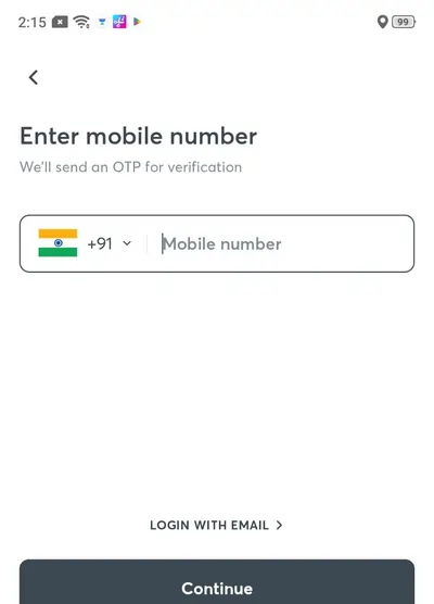 fill mobile number