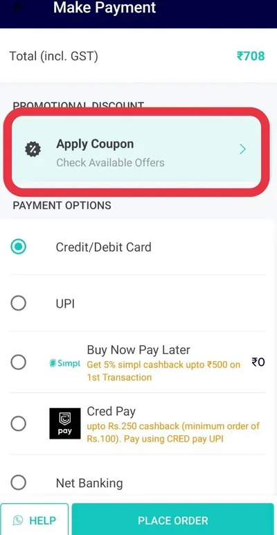 apply coupon